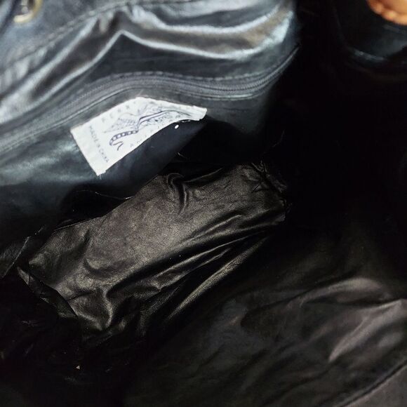 Vintage Perry Ellis America Black Drawstring Bucket Crossbody Bag - Picture 5 of 10